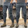 Pantaloni mimetici blu scuro Uomo Harem Pantaloni cargo militari tattici per uomo Techwear Pantaloni da lavoro hip-hop da esterno di alta qualità 240119