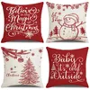 Pillow Christmas Cover Home Sofa Bedside Covers Snowman Tree Printed Pillowcase Square Linen Throw Case