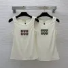 Sexy gebreide singlets dames designer luxe letters tanktops breit charmant elegant dieptepunt singlet vest