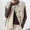 Chalecos de mujer Korejepo Retro Fried Dough Twists Coreano Primavera 2024 Doble botonadura Sin mangas Chaleco de punto Cardigan Chaqueta Mujer