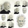 Party Maskers Hellraiser Pinhead Horror Masker Carnaval Mascara's Hoofd Nagel Man Film Cosplay Halloween Latex Eng Spoof Props Drop Deli Dhyhp