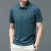 2023 Polo for Mens T Shirts New Turn Down Collar Thin Anti Wrinkle Solid Color T-shirt Man Golf Office Classics Men Clothes