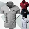 Men's Golf Polo Neck Knit Sports Polos Shirt J Lindeberg Breathable Short Sleeve T-shirt Outdoor Jersey Men's Business Wear