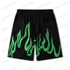 Fatos masculinos Green Flame Imprimir camisas e shorts de verão para homens streetwear Casaul Oversized Hawaii Define solto unisex roupas de praia T240122