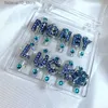 False Nails Custom Name Press On Nails Y2K Handmade Long Coffin False Nail Glittery Rhinestone Reusable Fake Nail With Glue Stick-on Nails Q240122