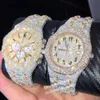 AudemaPigues Horloge Diamond Watches Stones Moissanite 2024 Versie Zilver Pass Test Heren 2 Tone Vvs Diamonds Beste kwaliteit Automatisch Eta Full i Frj