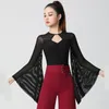 Stage Wear Women's Ballroom Latin Dance Tops Clothes Comfortable Hollow Design Long Sleeves Modern Waltz Performance Costumes Rumba Salsa