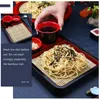 Dinnerware Sets Cold Noodle Plate Fruit Tray With Bamboo Mat Japanese Dish Restaurant Dinner Abs Serving Buckwheat Noodles