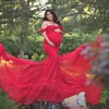 Długa sukienka z ciążą do strzelania w ciąży w ciąży sukienka Praph Praph z ramion maxi suknia 8477546