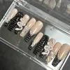 False Nails Luxury Handmade 3XL Long Coffin False Nail Tips Glittery Rhinestone Acrylic Press On Nails Y2K Reusable XXL Fake Nail With Glue Q240122