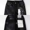 Calças de brim roxas dos homens designer jeans roxo marca jeans rasgado apertado rua moda rasgado tinta emenda elástica magro perna na moda calças