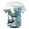 Heren T-shirts Landschap Inktpatroon 3D Gedrukt Casual T-shirts Dames/mannen Korte mouw O-hals Hip Hop Tee Harajuku Tops Mode T-shirt