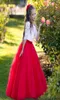 Rot-weiße Prinzessin Blumenmädchenkleider Bateau-Ausschnitt Halbarm Spitze Tüll bodenlang Kinder Hochzeit Urlaub Party Kleider6043568