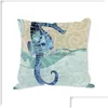 クッション/装飾枕10STYLE CUSHION ERS ​​BLUE OCEANER TURTLE SEALSE HORSE WHALE LINEN PILLOWCASE HOME DECORATE WHOLLカスタマイズDHUK0