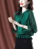 Women's Blouses Chiffon Shirt Women 2024 Spring And Autumn Long Sleeved Waist Slim Temperament Small Lace Up Bow Tie Western Blouse Top