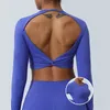 Aktywne koszule Kobiety na siłownię sporty na top koszulę jogi z długim rękawem biegnącą ciasną fitness Wyściełana koszulka pusta tylna bluza z kciukiem podnośnikiem