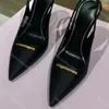 Scarpe eleganti con tacco Designer di lusso Raso con strass fibbia con lettera Slingback Punta a punta Décolleté scarpe con tacco a spillo Sandali con tacco 10,5 cm da donna Sandali con tacco alto Con scatola