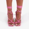 Sandalen Nieuwe Dames Schoenen Met Hoge Hakken Sandalen Roze Stiletto Party Fish Mouth Cross Strap Metal Hanger Catwalk Damesschoenen 35-43J240122