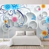 Прямая поставка, настенные фрески на заказ, современные 3D круги, синий цветок, детская комната, спальня, гостиная, ТВ, фон, украшение стены, фреска Wa8959780