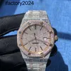 Ap Moissanite Orologio da uomo Automatico Vvs Diamanti argento Superamento test Movimento automatico Argento Cubic Zirconia 5a Numeri romani Glassa Cubic Zirconia con scatola