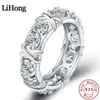 Luxus 925 Sterling Silber Ring mit AAA Zirkonkristall für eine Frau Verlobungs Schmuck Geschenk 2 Farbauswahl