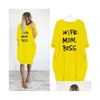 Basic Casual Dresses Newest Summer Women Letter Printed Fashion Crew Neck Panelled Ladies Loose Long Sleeve Apparel Drop Delivery Wome Dh02V