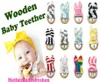 Wooden Teether Baby Wood Circle With Rabbit Ear Fabric Newborn Teeth Practice Toys Training Ring Animals wooden Teether for kids3332877