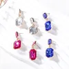 Boucles d'oreilles JURAN 2024, cristal brillant de luxe, goutte géométrique carrée pour femmes, bijoux de fête de mariage, cadeaux Brincos