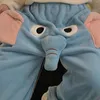 Kvinnors sömnkläder unisex plysch djurpyjamas bottnar för par mjuk vinter med roligt elefant ansikte och öron