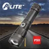 Flashlights TMWT LED Flashlight XHP50 High Power USB Rechargeable Flashlight 5 Modes Lantern Self Defense Shocker Torch Tactical Lamp 240122