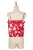 Damen Tanks Sommer Sexy Red Floral Camisole Frauen Einreiher Ärmellose Tops Cottagecore Ästhetische Kleidung Mode Rüschen