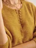 Pulls pour femmes Femmes col rond pull tricoté haut couleur unie demi-col ouvert boutons simple pull à manches longues pour dame printemps 2024