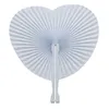 Decorative Figurines 30-White Heart Shape Folding Fan Blank Paper Hand Fans With Plastic Handles Painting Birthday Wedding Party Decor