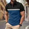 Polo T-shirt voor heren Mode Brief Gedrukt Rits Korte mouwen Casual revers Tops Zomer Outdoor Losse golfkleding Kleding