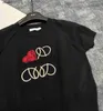 Designer t camisa feminina roupas de marca para as mulheres primavera topo moda em forma de coração logotipo senhoras em torno do pescoço camisa de malha 17 de janeiro