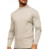 Polos pour hommes 2024 Automne Européen Américain Chaud T-shirt À Manches Longues Commerce Extérieur Col Haut Couleur Solide Pull Chemise Hommes