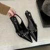 Sukienka buty Zookerlin Mid Obcles Black Women's Pumps Metal Decoration Sandals Spoint Toe Stiletto Kupki dla kobiet