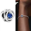 Originale Sterling Sier 12 colori Birthstone perline ciondolo con ciondolo fai da te adatto braccialetto braccialetto per regalo di gioielli da donna