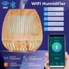 Humidificateurs Humidificateur d'air de contrôle Wifi diffuseur d'huile essentielle d'aromathérapie 7 couleurs LED veilleuse brume de refroidissement Machine d'aromathérapie à la maison YQ240122