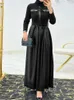 Vêtements ethniques Eid Musulman Abayas pour femmes Robe Ceinture À Lacets PU Cuir Robes Longues Dubai Robe Party Robes Abaya 2024