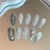 Fałszywe paznokcie Gorące zestaw zestawu 2024 Nowe fałszywe paznokcie pełne końcówki w chłodnych kolorach naciśnij na paznokcie fałszywe Q240122