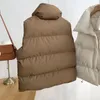 Moda feminina outono novo 2024 gola elegante para baixo casacos quentes outerwear casual cinto sem mangas inverno coletes femininos jaquetas