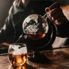 Whiskey Decanter Globe Wine Aerator Glass Set Sailboat Inside with Fine Wood Stand Liquor for Vodka forBanquet 240122