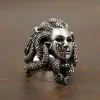 Vintage Greek Mythology Medusa Ring Horror Venomous Snake Snake Hair Gorgon Ring Cool 14K White Gold Punk Biker Jewelry