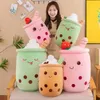 Pouxes Poux Kawaii Milk Boba Tea tasse en peluche Jouet en peluche en peluche SoftBerry Bubo Cushion mignon Cup Shape Pillow Gift Christmas Gift For Children