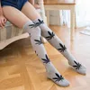 Socks Hosiery WJFXSOX Women Stockings Thigh High Sexy Harajuku Stockings Socks Weed Print Spandex Long Loose Knee High Socks For Ladies Meias YQ240122