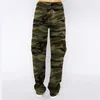 Women's Jeans Women Denim Straight Pants Camouflage Washing Loose Fit High Waist Pockets Streetwear Slight Strech Cargo Spring 2024