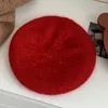 Berets moda maheimao dzianina beret retro bonnet miękka kapelusz zima ciepła solid kolor cashmere czapka do dziewcząt cieplejsze akcesoria