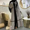 Ethnische Kleidung Graue Abayas Frauen Dubai Kaftan Muslimisches Kleid Islamisches Offenes Abaya Türkisch Jalabiya Eid Ramadan Kimono Strickjacke Robe Bescheiden