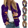 Women's Jackets For Women Long Sleeve Lightweight Zip Up Cropped Fashion Mardi Gras Print Outerwear Casual Quilted Whith Pockets